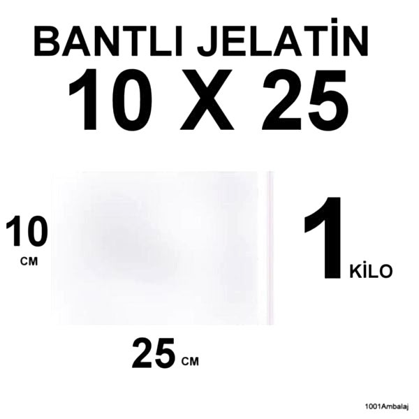 Bantlı Jelatin Torba 10X25 Cm 1 Kilo 1001 Ambalaj