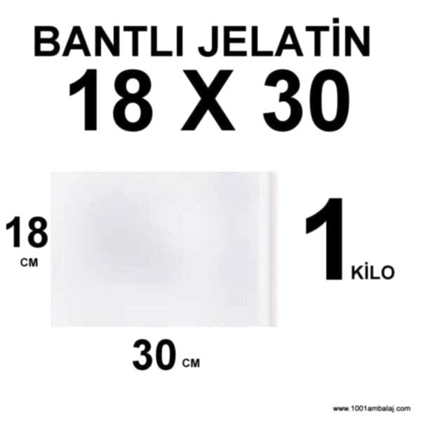 Bantlı Jelatin Torba 18 X 30 Cm 1 Kilo 1001 Ambalaj