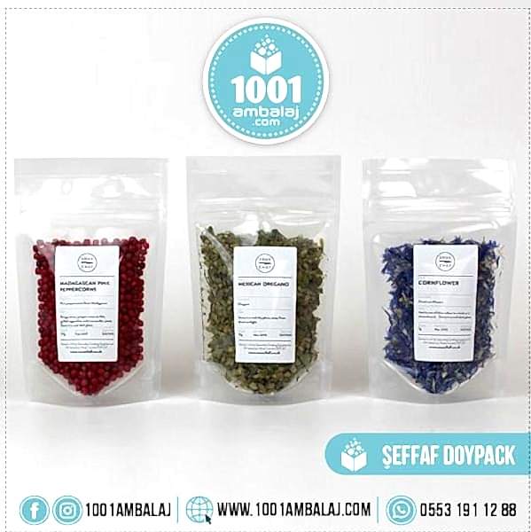 16X27 Cm 2 Baskılı Şeffaf Renkli Tek Taraf İki Renk Doypack Torba 500 Gr /73/