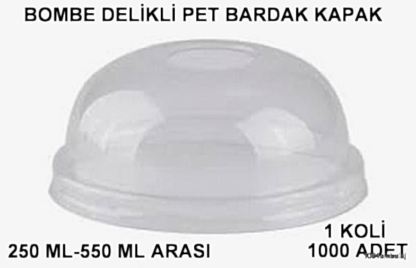 Bardak Kapağı Bombe Delikli Plastik Şeffaf 8 Oz - 18 Oz Arasi / 95 Çap / 1 Koli 1000 Adet