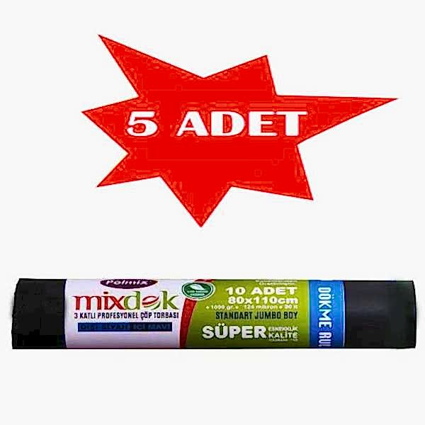 Çöp Torbası Polmix Profesyonel 80X110 Üç Katli Siyah 5 Paket