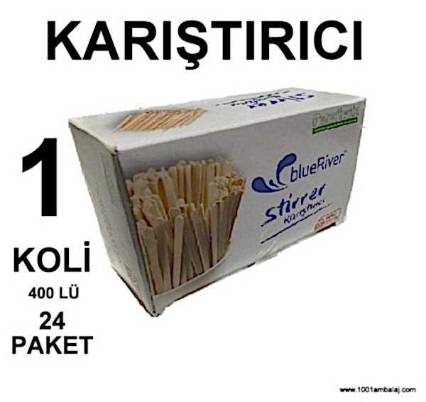 Tahta Çay Kariştirici Ahşap Çay Kariştiricisi kağıtsiz Blue River Parafinsiz (400 Lü 24 Paket) 1 Koli
