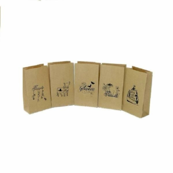 İki Taraf Tek Renk Baskılı 25X14X34 Cm Kese Kağıdı Fast Food Menu Servis Paket Torbası Kraft Renk