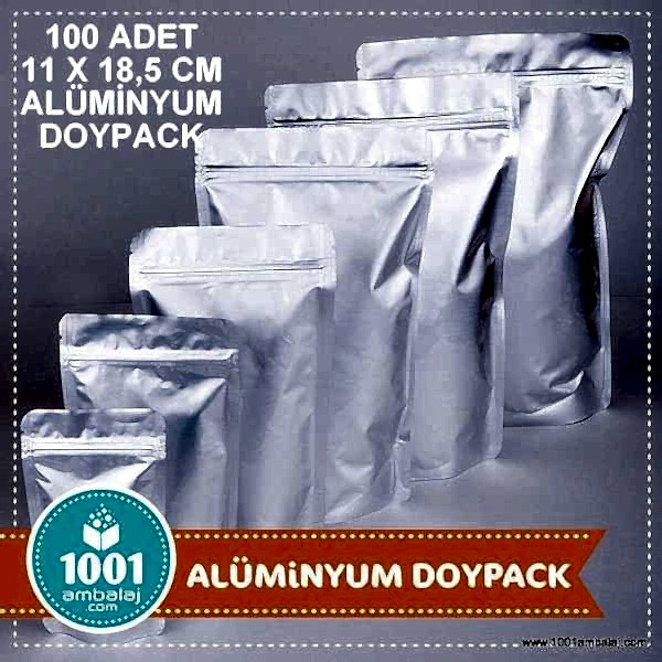 11X18,5 Cm Alüminyum 100 Adet Kilitli Doypack Torba 100 Gr /02/