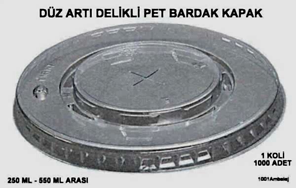 Bardak Kapağı Düz Pipet Delikli Plastik Şeffaf 8 Oz - 18 Oz Arasi / 95 Çap / 1 Koli 1000 Adet